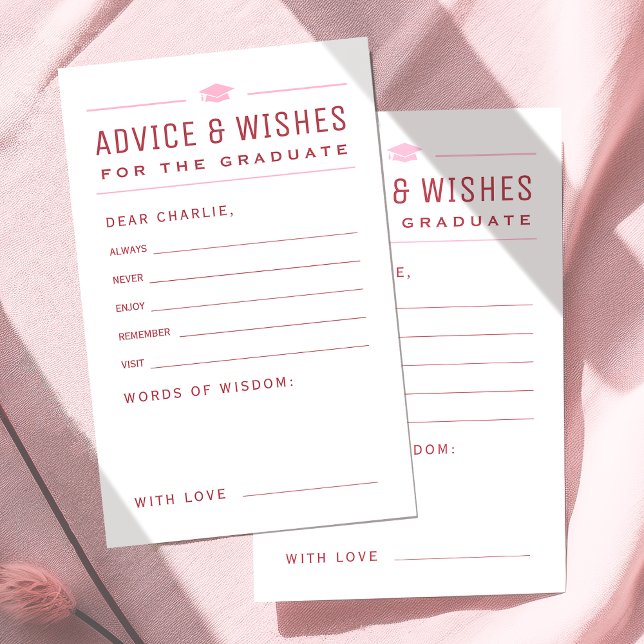 Lámina Típografía roja moderna Consejos y deseos de gradu (Red Modern Typography Graduate advice & wishes)