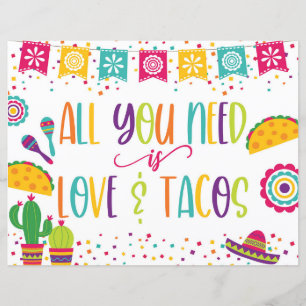 Lámina Todo lo que necesitas es amor y Rótulo de Tacos -