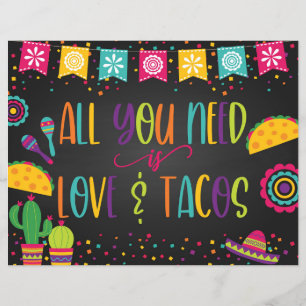 Lámina Todo lo que necesitas es amor y Rótulo de Tacos -