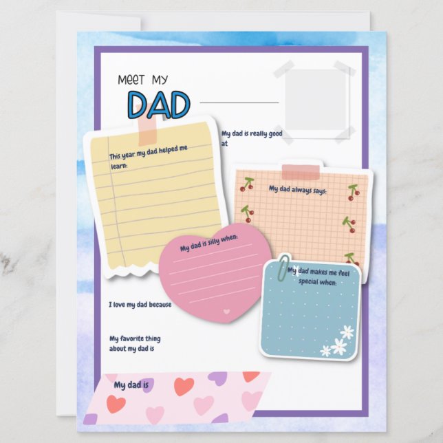 Lámina Todo sobre mi papá, niños regalos para padres, gra (Anverso)