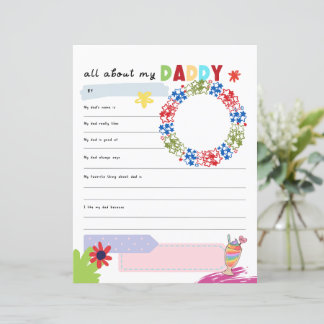 Lámina Todo Sobre Mi Papá, Regalo para Niños para sus Pad
