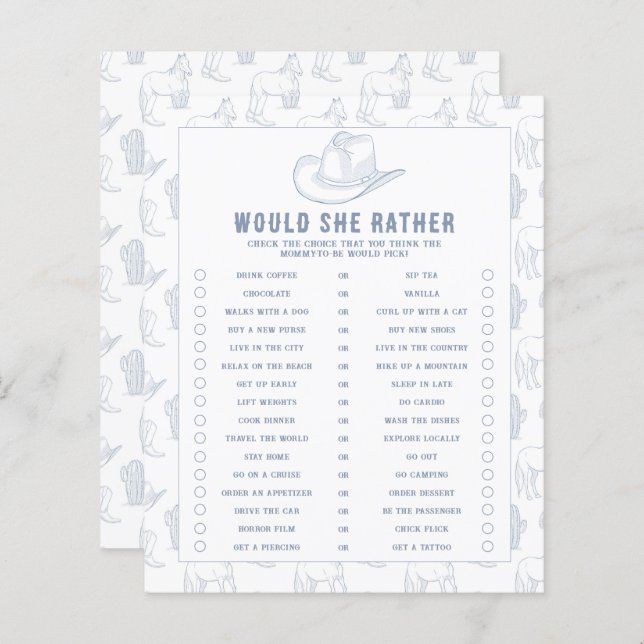 Lámina Toile De Jouy Cowboy - Preferiría (Anverso / Reverso)