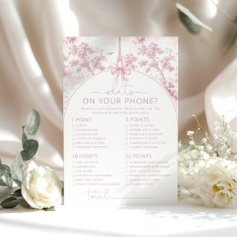 Lámina Toile Paris what's on your phone pink bridal game