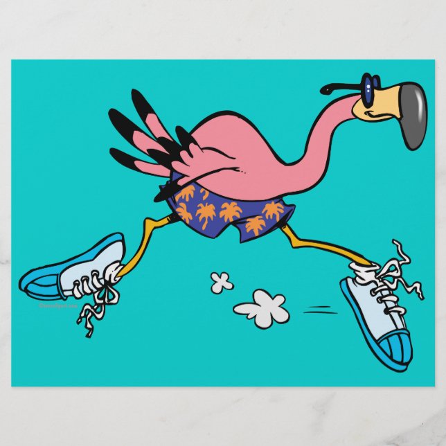 Lámina tonto lindo jogging flamingo (Anverso)