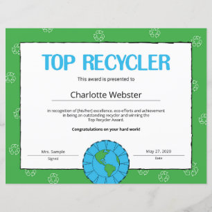 Lámina Top Recycler Certificate of Achieving PDF