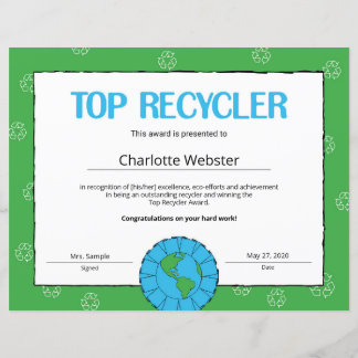 Lámina Top Recycler Certificate of Achieving PDF