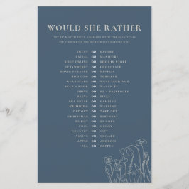 Lámina Topz Blue Wildflower Line Art Más Le Gustaría