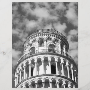 Lámina Torre de Pisa Italia de inclinación blanca negra