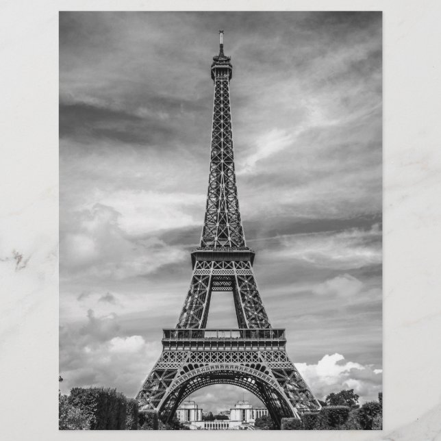 Lámina Torre Eiffel Blanco y Negro París Francia (Anverso)