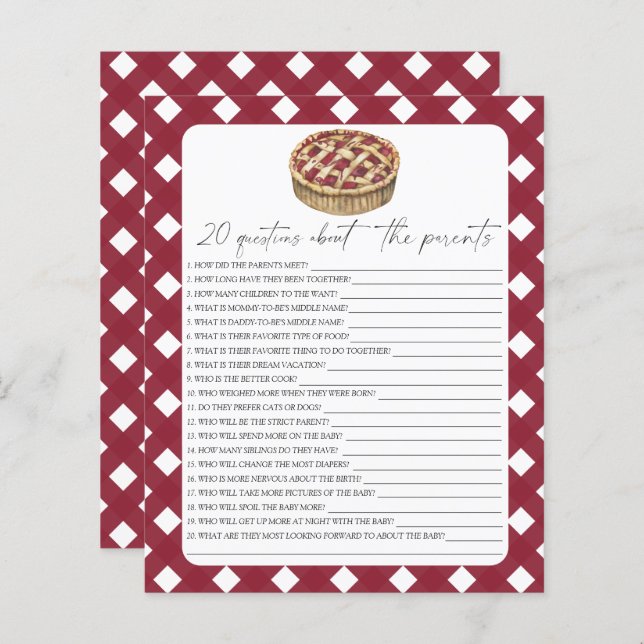 Lámina Torta acuarela - 20 preguntas sobre los padres (Anverso / Reverso)
