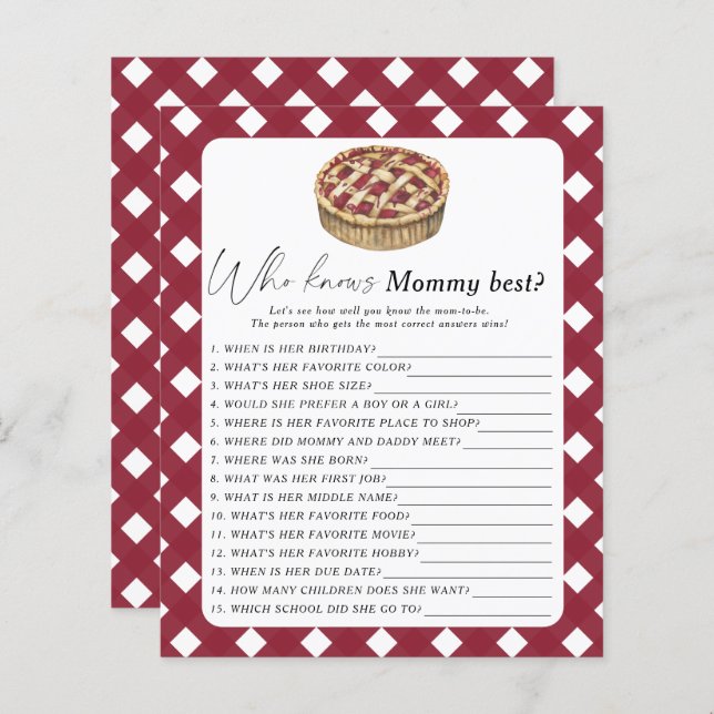 Lámina Torta de cielo - ¿Quién conoce mejor a mamá? (Anverso / Reverso)