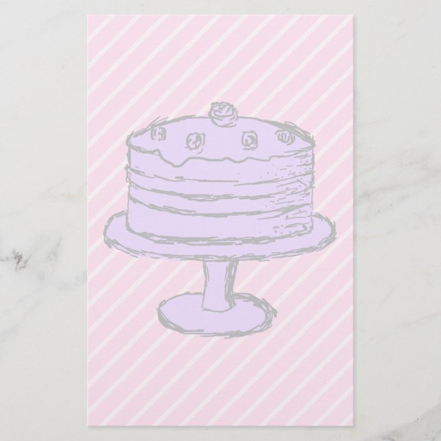 Lámina Torta en morado claro sobre rosa. (Anverso)