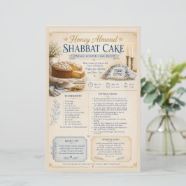 Lámina Torta Shabbat de Miel y Almendra, Azul Antiguo Rús