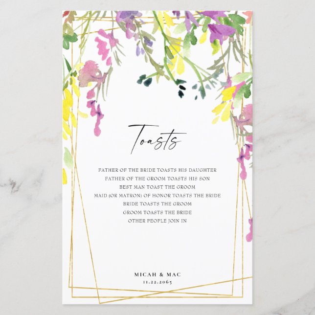 Lámina Tostadas de recepción geométrica de flores silvest (Anverso)