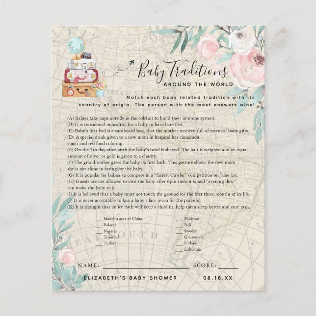 Lámina Tradición de bebés en todo el mundo | Juego Baby S (Anverso)