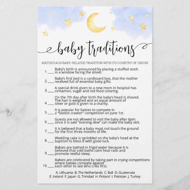 Lámina Tradiciones de Bebé en todo el mundo (Anverso)