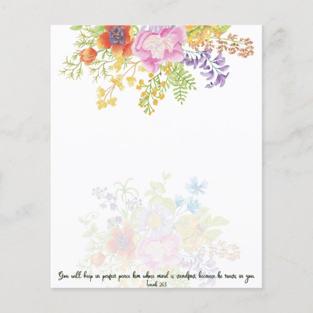 Lámina Tranquilidad perfecta acuarela de fondo floral (Anverso)