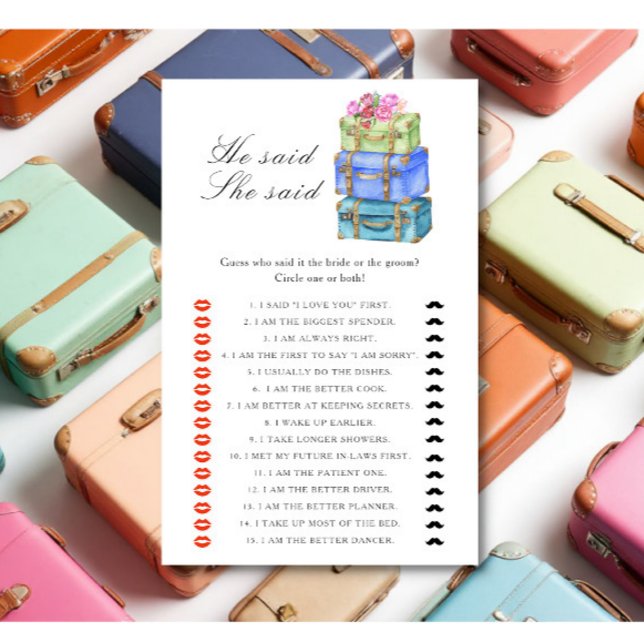 Lámina Travel bridal shower - He said she said game (Subido por el creador)