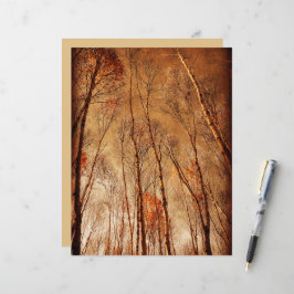 Lámina Trees Vintage Brown Naranja Woodland Forest
