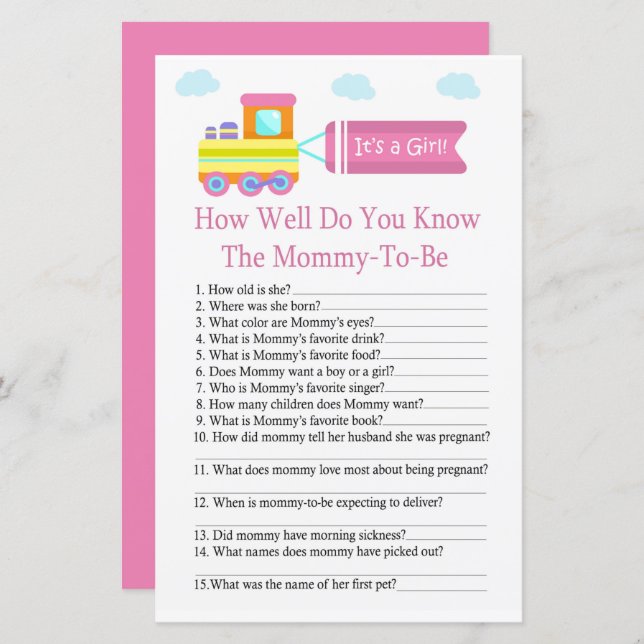 Lámina Tren de juguetes ¿Qué tan bien conoce el juego de  (Anverso / Reverso)