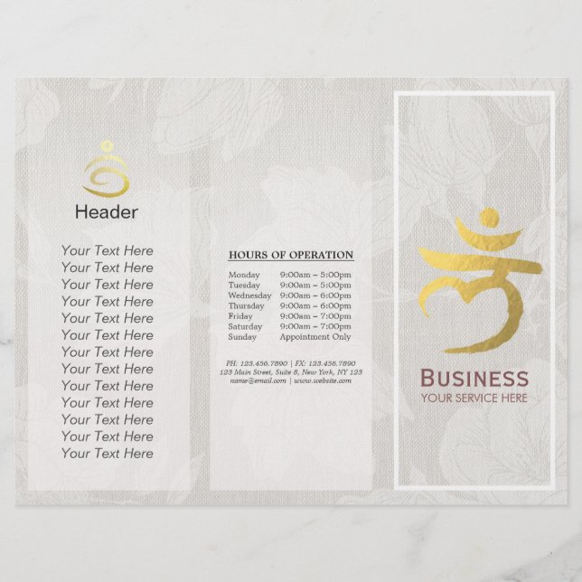 Lámina Tri-Fold Yoga Studio Brochures Root Chakra Mantra (Anverso)