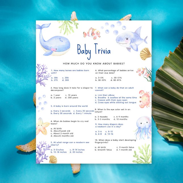 Lámina Trivia de Bebé Náutico Bajo el mar Baby Shower (Subido por el creador)