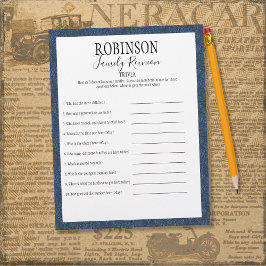 Lámina Trivia de Reunión Familiar cuestiona el juego