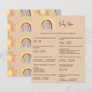 Lámina Trivia del bebé arcoiris del Boho Juego Baby Sho