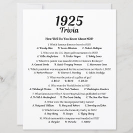 Lámina Trivia Game 1925 | 100.ª fiesta de cumpleaños
