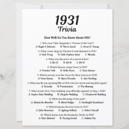 Lámina Trivia Game 1931 | 94.º partido de cumpleaños