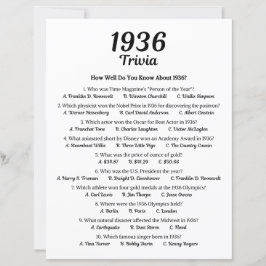 Lámina Trivia Game 1936 | 89.º partido de cumpleaños