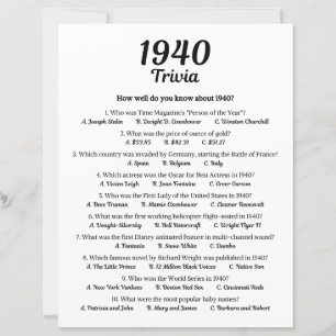 Lámina Trivia Game 1940