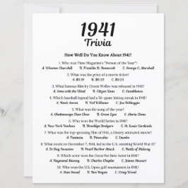 Lámina Trivia Game 1941 | 84.º partido de cumpleaños