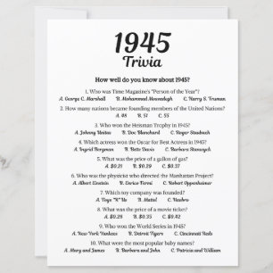 Lámina Trivia Game 1945