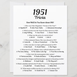 Lámina Trivia Game 1951 | 74.º partido de cumpleaños