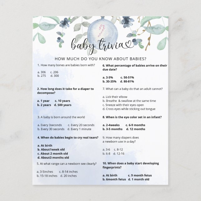 Lámina Trivia para bebé de nieve en invierno | Juego Baby (Anverso)