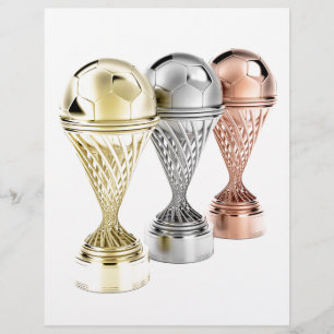 Lámina Trofeos de fútbol de oro, plata y bronce