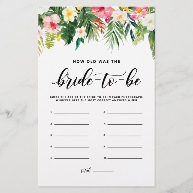 Lámina Tropical cuán vieja era la futura carta de juegos  (Anverso)