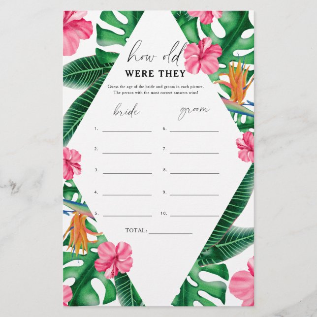 Lámina Tropical - ¿Cuántos años tenían los juegos de novi (Anverso)