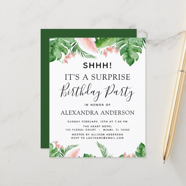 Lámina Tropical del Partido del Cumpleaños de la Sorpresa (Anverso/Reverso In Situ)