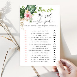 Lámina Tropical Dijo que dijo que el juego de la ducha de