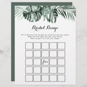 Lámina Tropical Greenery White Floral Bridal Bingo Game
