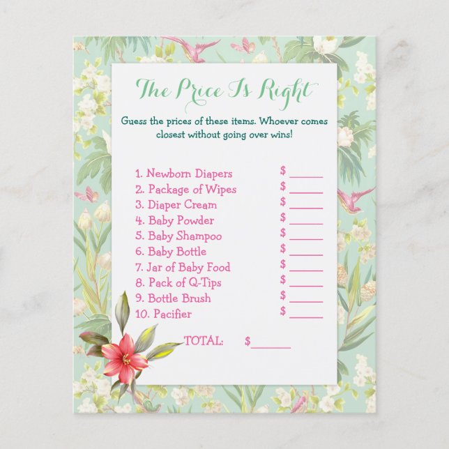 Lámina Tropical Hibiscus Baby Shower Games 2 side (Anverso)