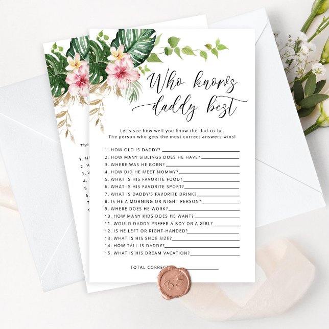 Lámina Tropical Quién conoce a papá mejor juego de ducha  (Subido por el creador)