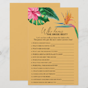 Lámina Tropical - Quién conoce el mejor juego de la novia