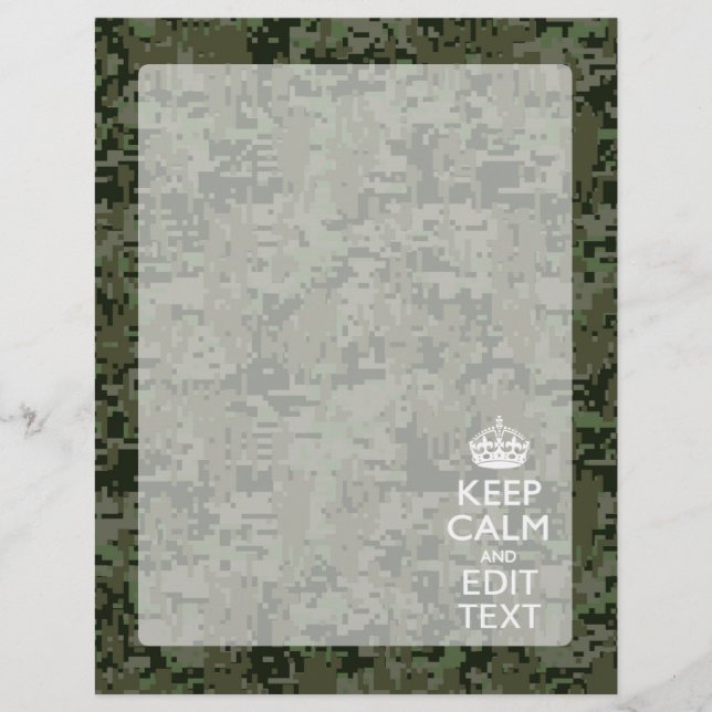 Lámina Tu texto Camuflaje Digital Olive Green Keep Calm (Anverso)