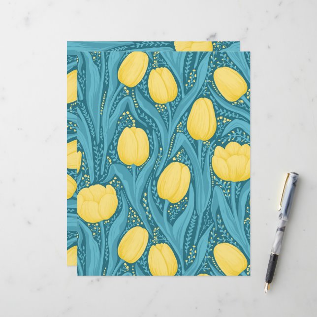 Lámina Tulipanes azules y amarillos (Anverso/Reverso In Situ)