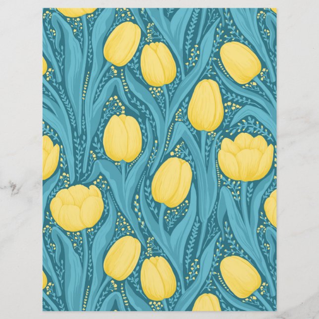 Lámina Tulipanes azules y amarillos (Anverso)
