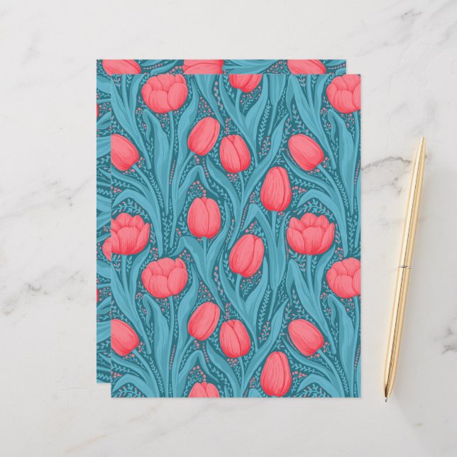 Lámina Tulipanes azules y rojos (Anverso/Reverso In Situ)