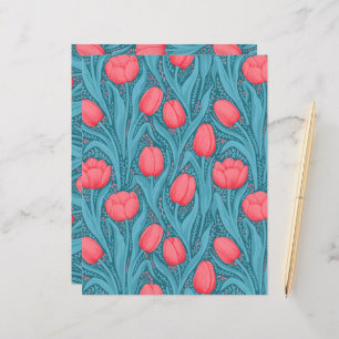 Lámina Tulipanes azules y rojos